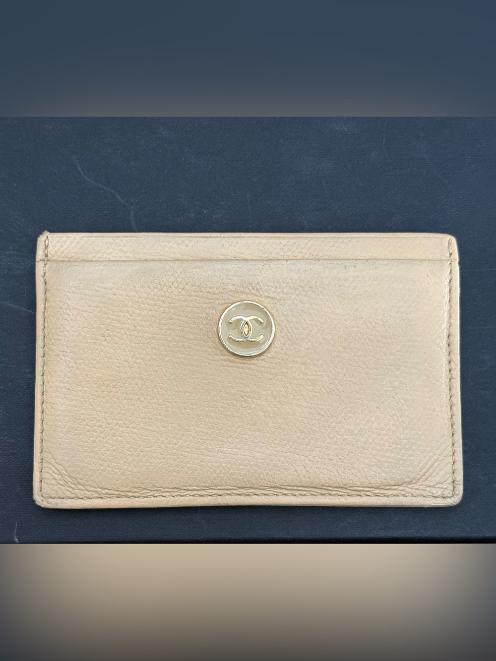 CHANEL CC Button Leather Card Holder Wallet